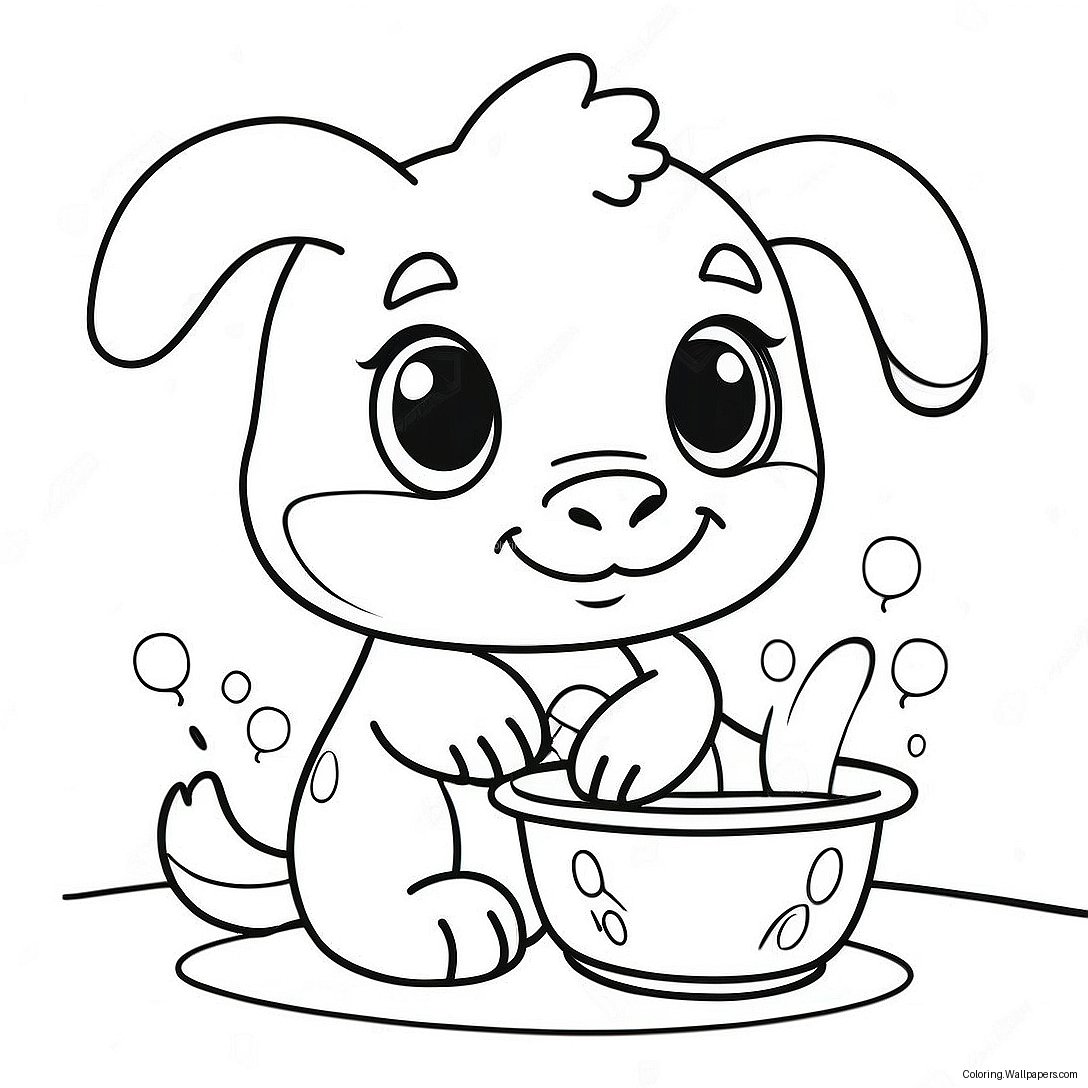 Cute Animals Hand Washing Coloring Page 21139