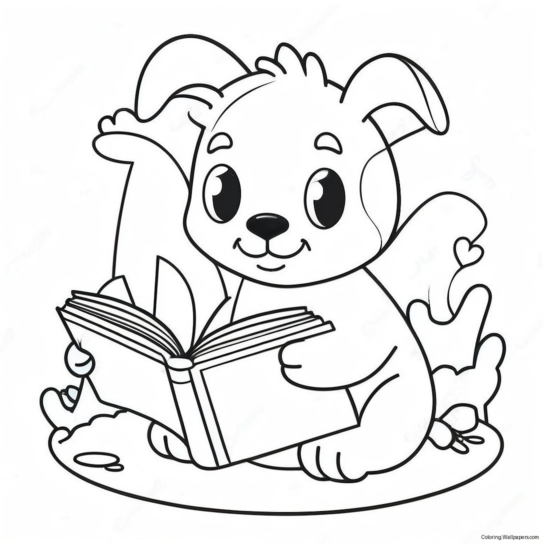 Cute Animals Reading Coloring Page 1717