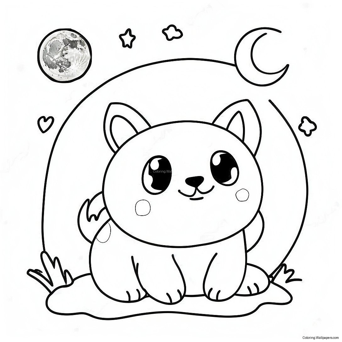 Cute Animals Under The Moon Coloring Page 31349