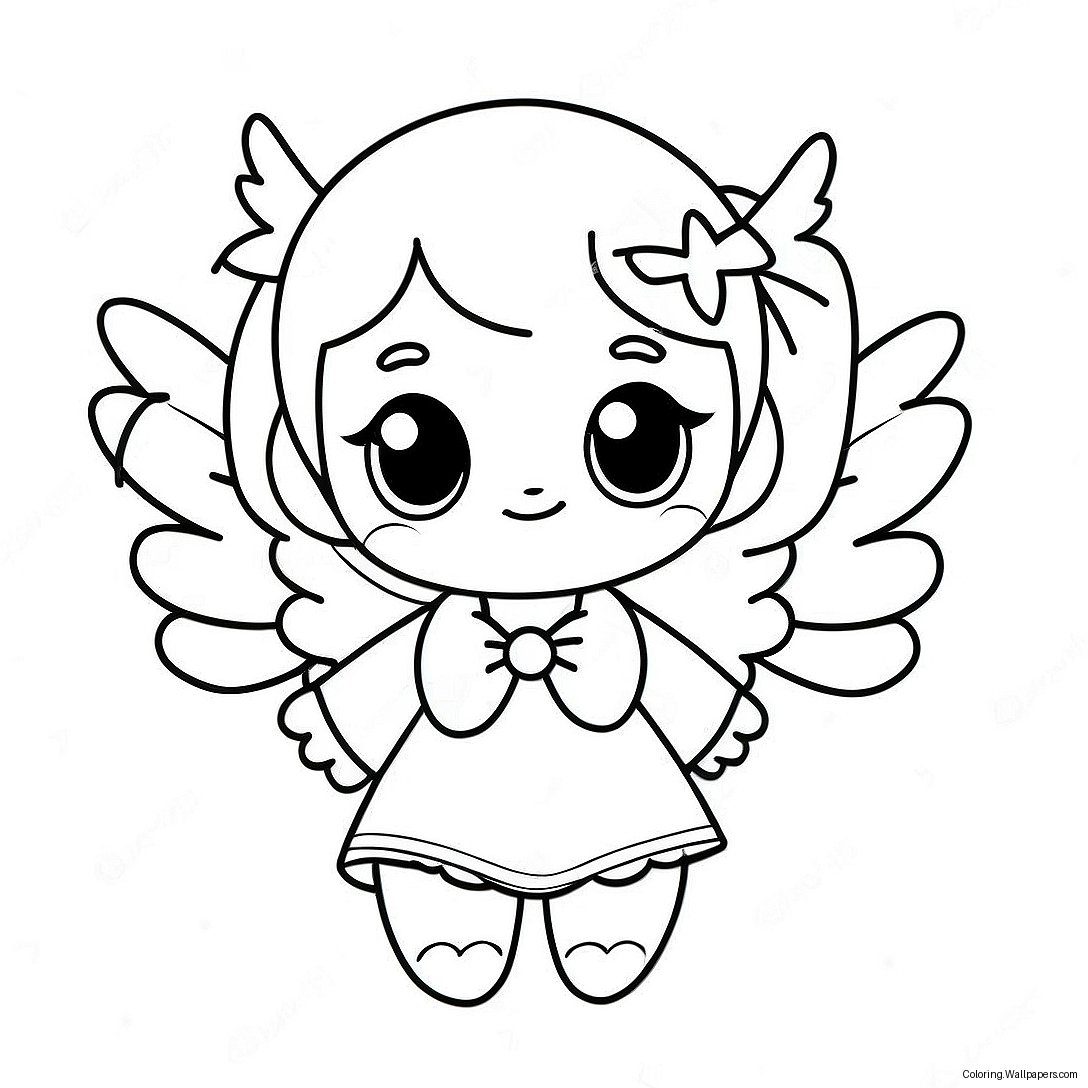 Cute Anime Angel With Big Wings Coloring Page 36122