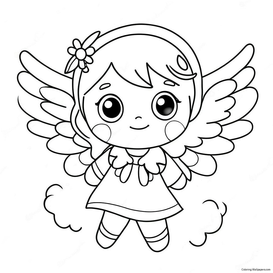 Cute Anime Angel With Big Wings Coloring Page 36123