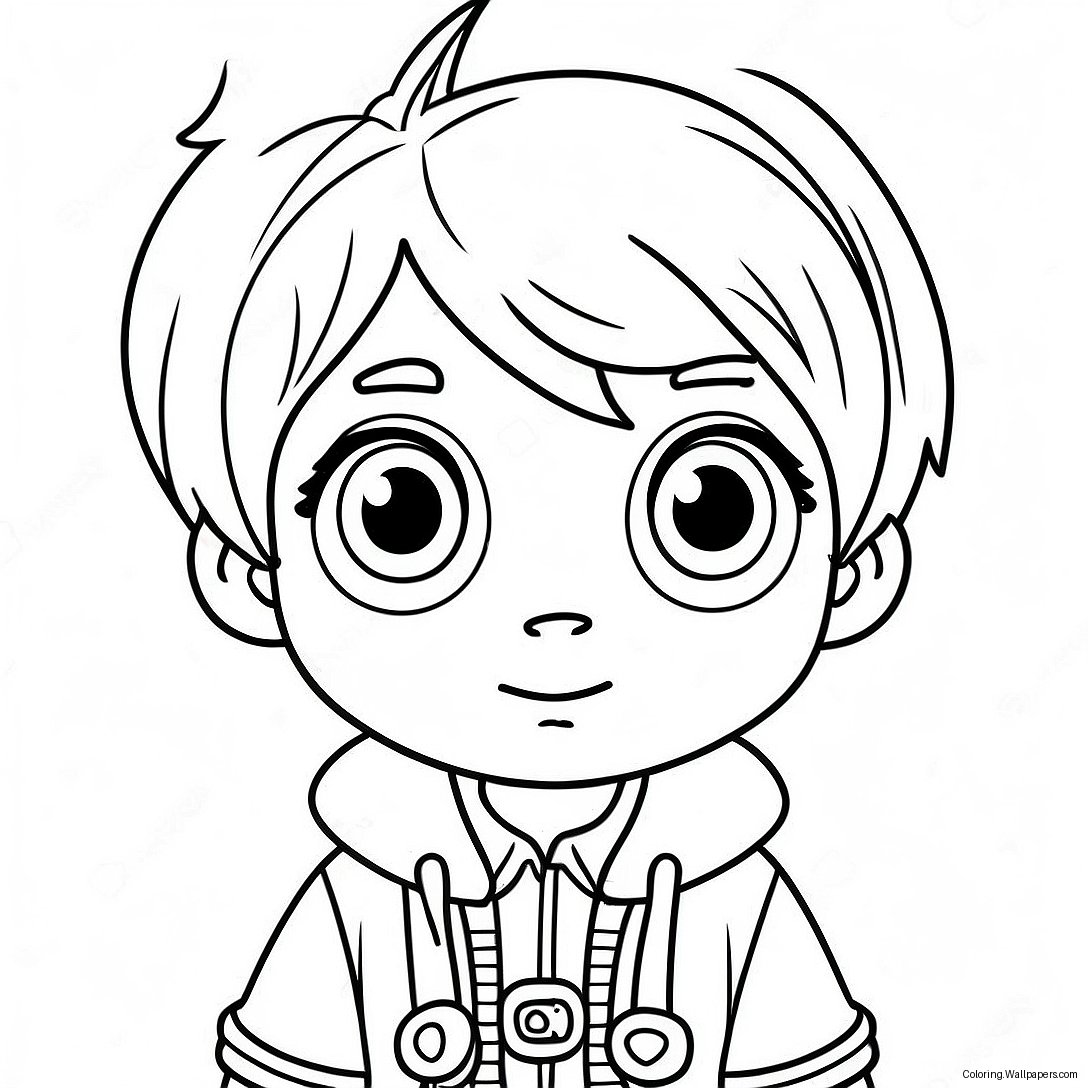 Cute Anime Boy With Big Eyes Coloring Page 39146