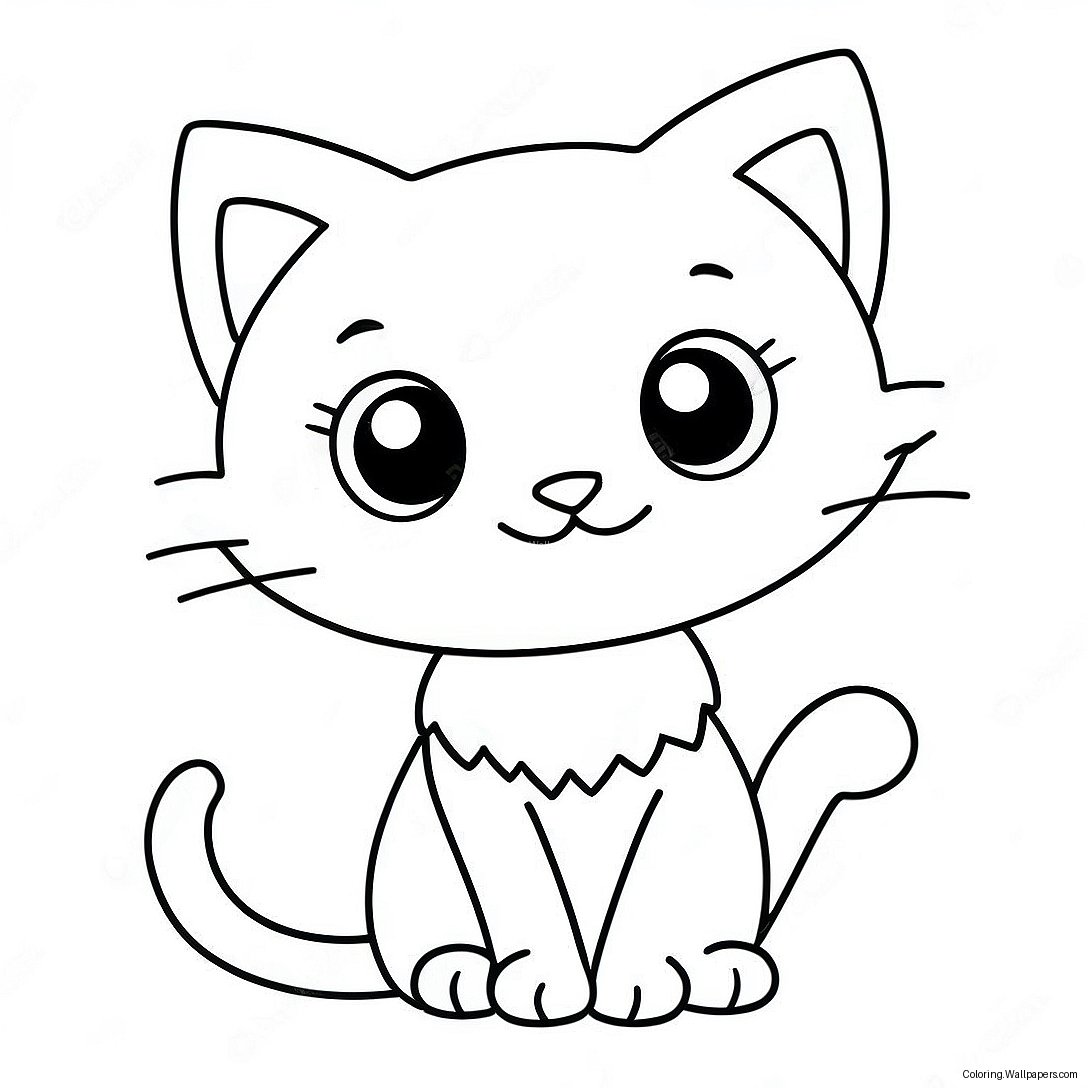 Cute Anime Cat Girl With Big Eyes Coloring Page 42327