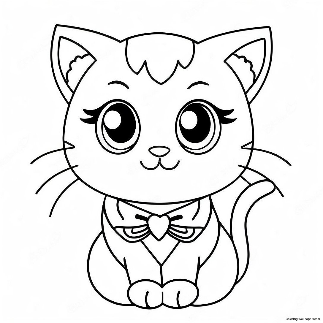 Cute Anime Cat Girl With Big Eyes Coloring Page 42328