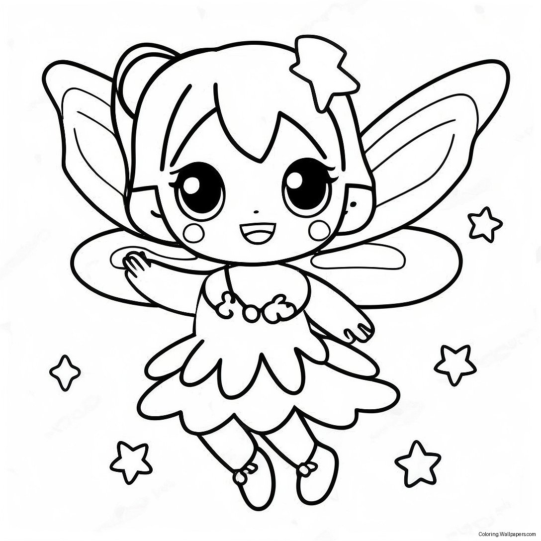 Söt Anime-Fairy Med Glittrande Vingar Målarbild 25741