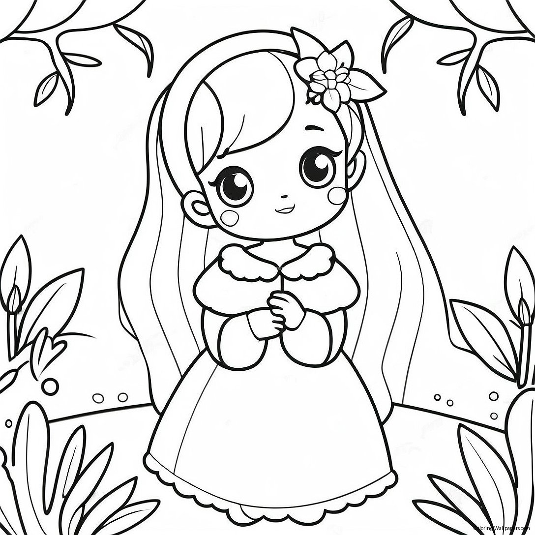 Cute Anime Princess In A Magical Garden Coloring Page 17988