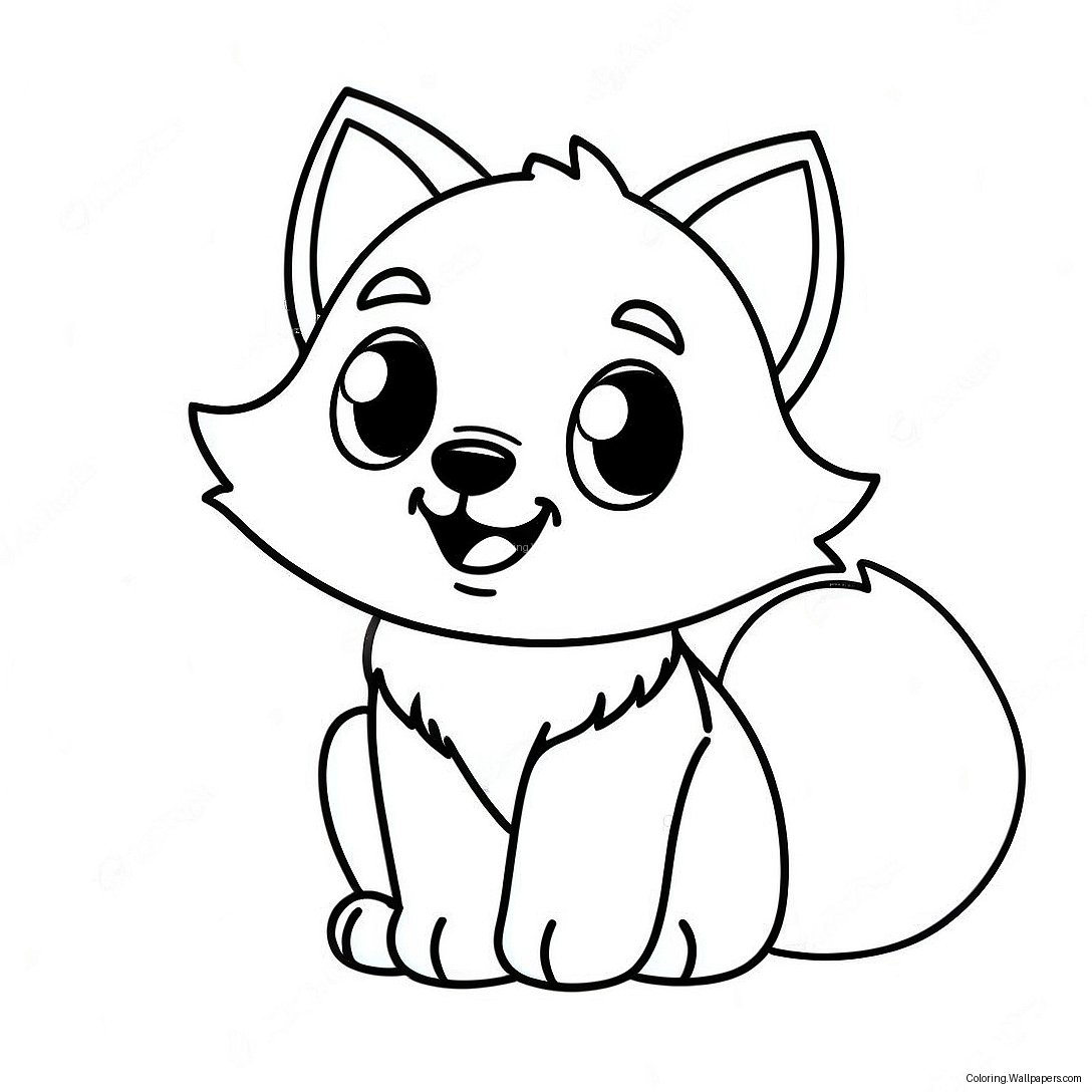 Schattige Anime Wolf Puppy Kleurplaat 29098