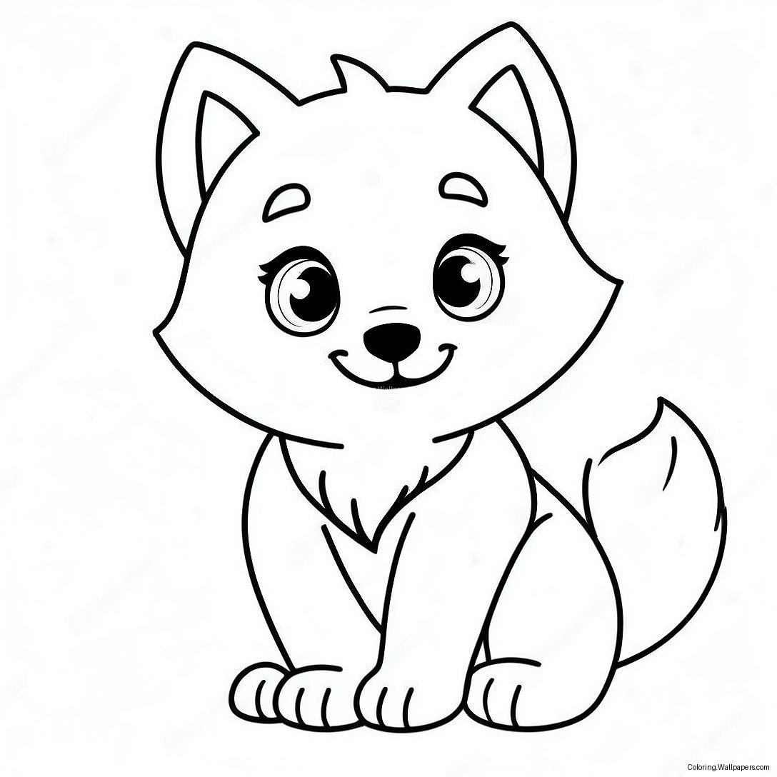 Schattige Anime Wolf Puppy Kleurplaat 29100