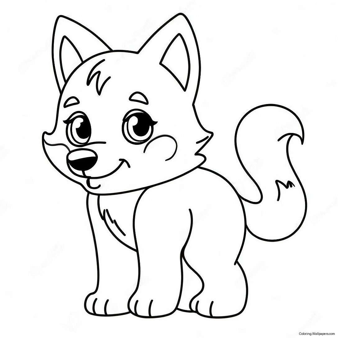 Schattige Anime Wolf Puppy Kleurplaat 36018