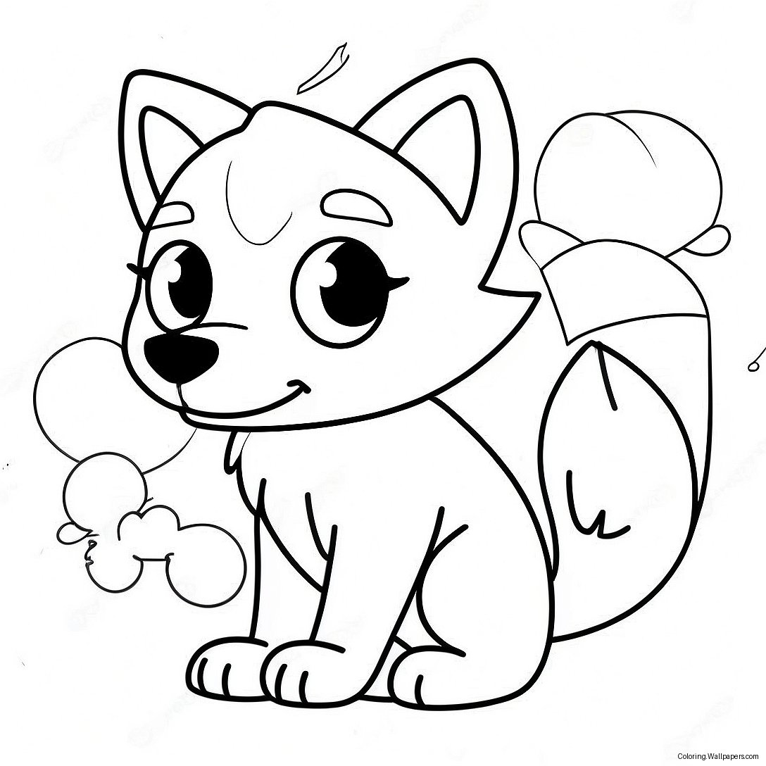 Cute Anime Wolf With Big Eyes Coloring Page 7778