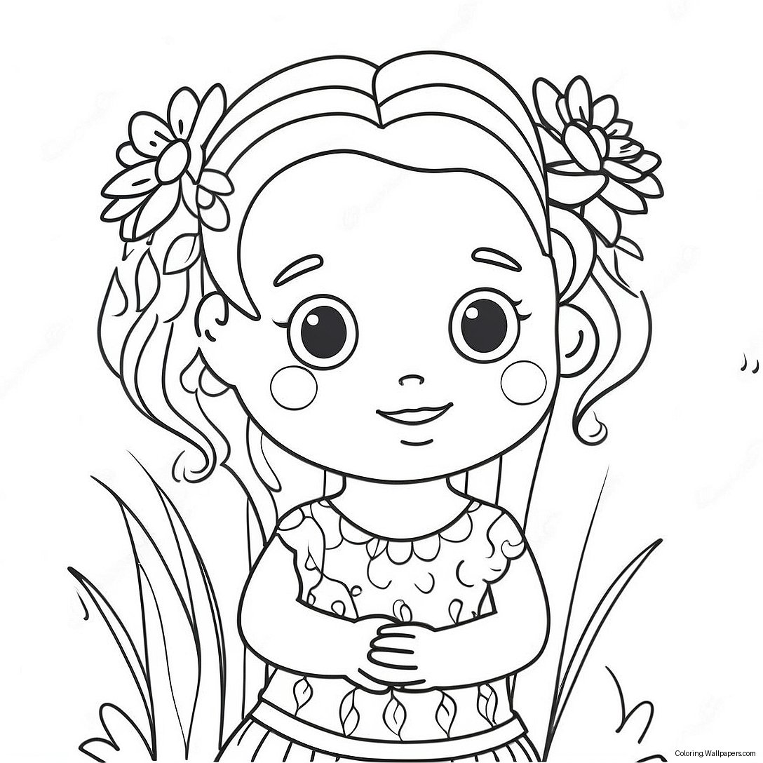 Cute Anya With Flowers Coloring Page 41730