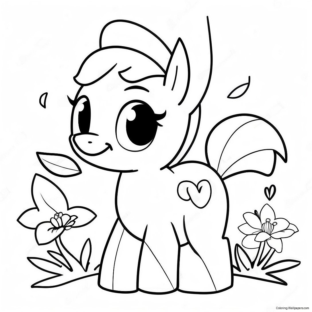 Página Para Colorear De Cute Apple Bloom Con Flores 56962