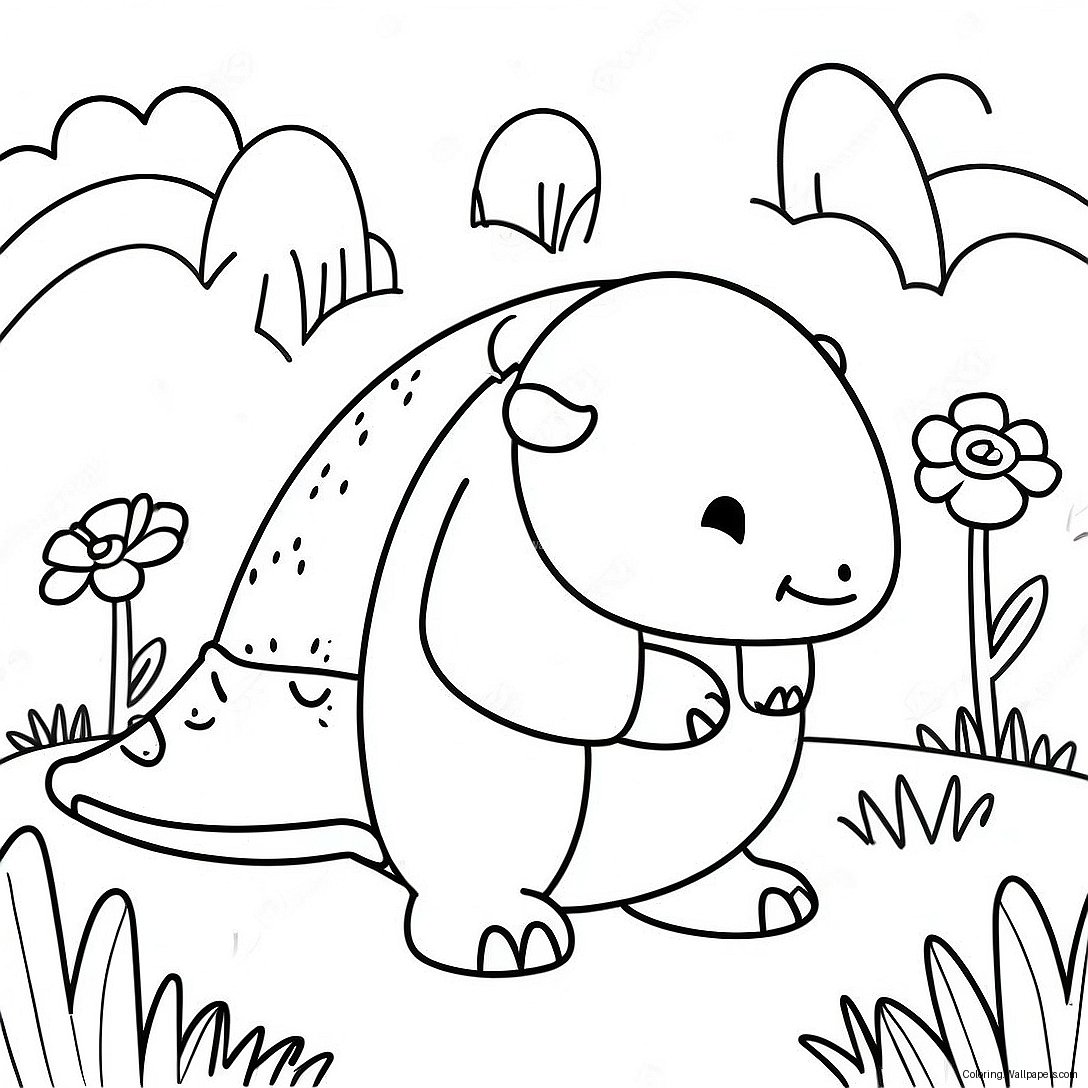 Page À Colorier Mignon Tatou Dans Un Champ De Fleurs 41269