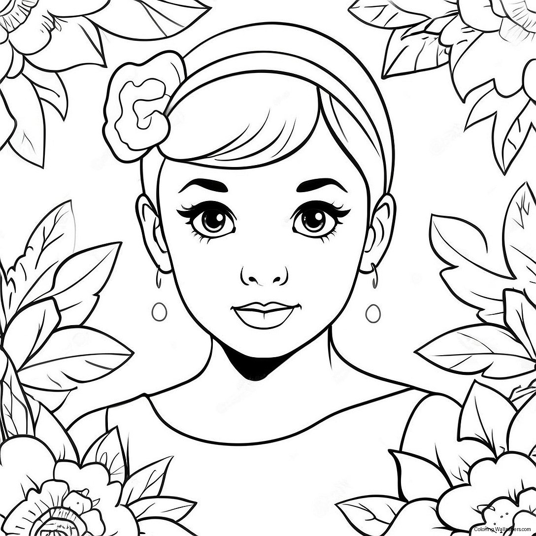 Página Para Colorir Da Linda Audrey Com Uma Flor 58137