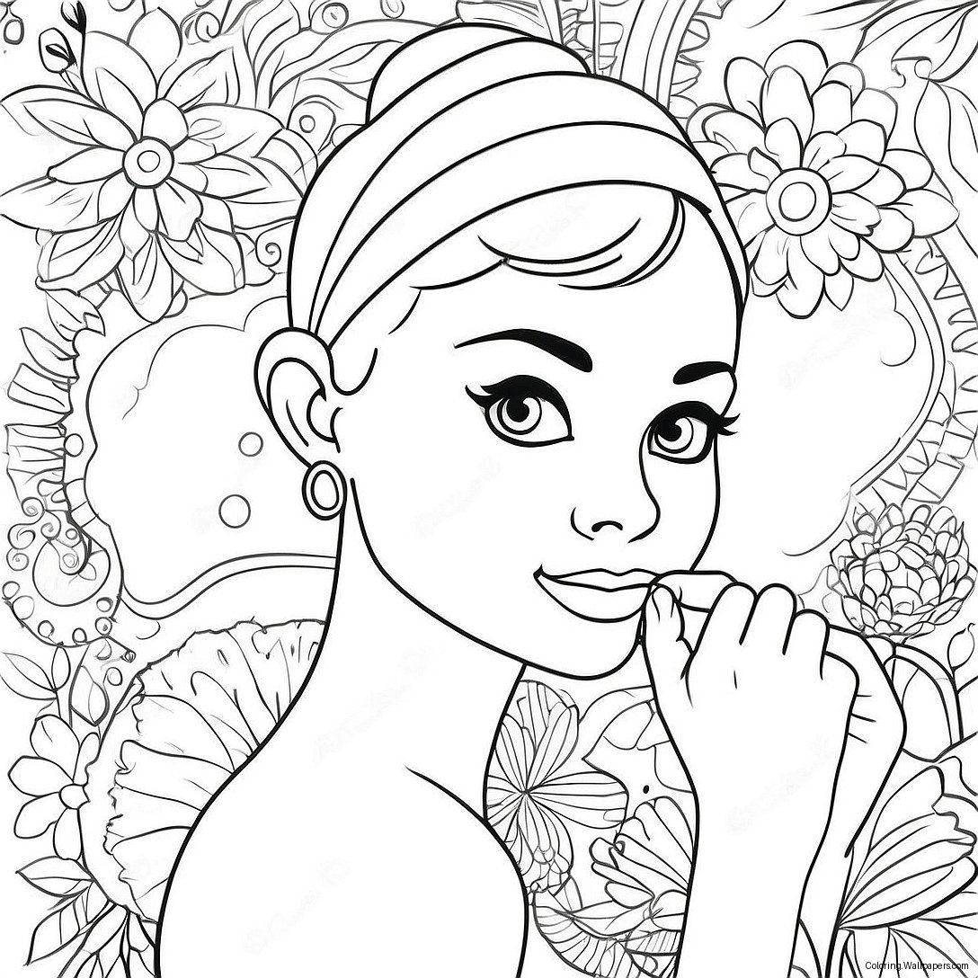 Niedliche Audrey Mit Einer Blume Ausmalbild 58139