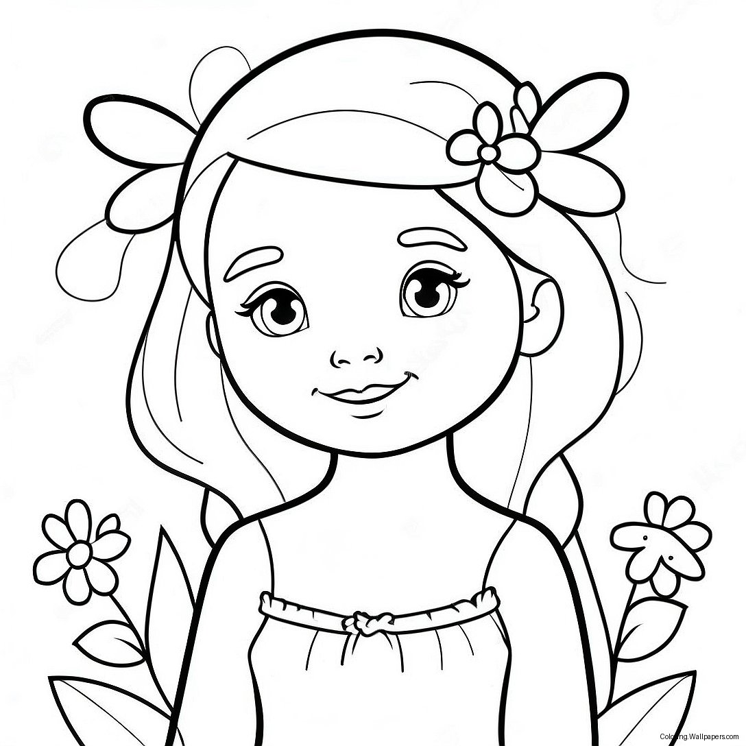 Cute Ava With Flowers Coloring Page 41566