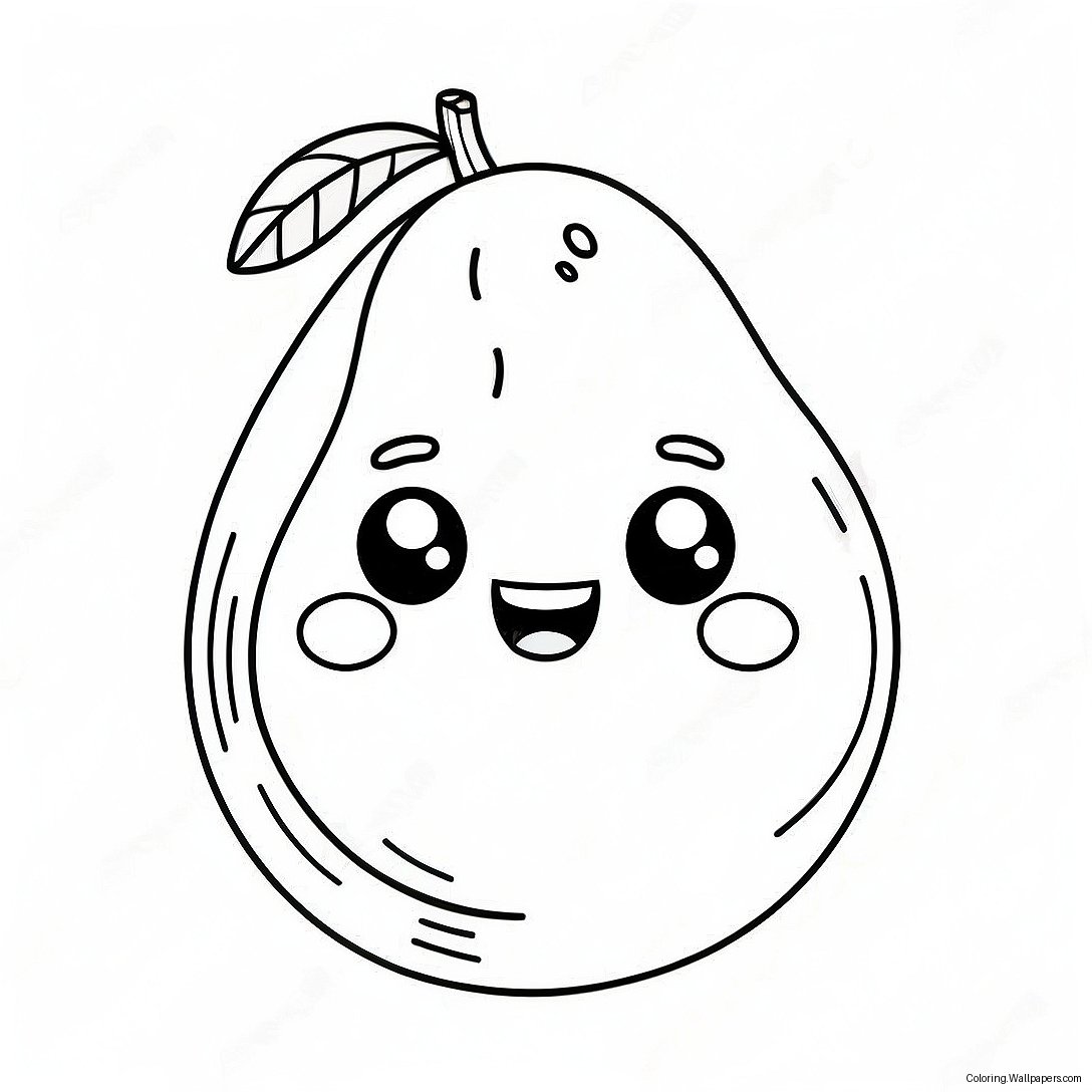 Cute Avocado With Smiling Face Coloring Page 4439