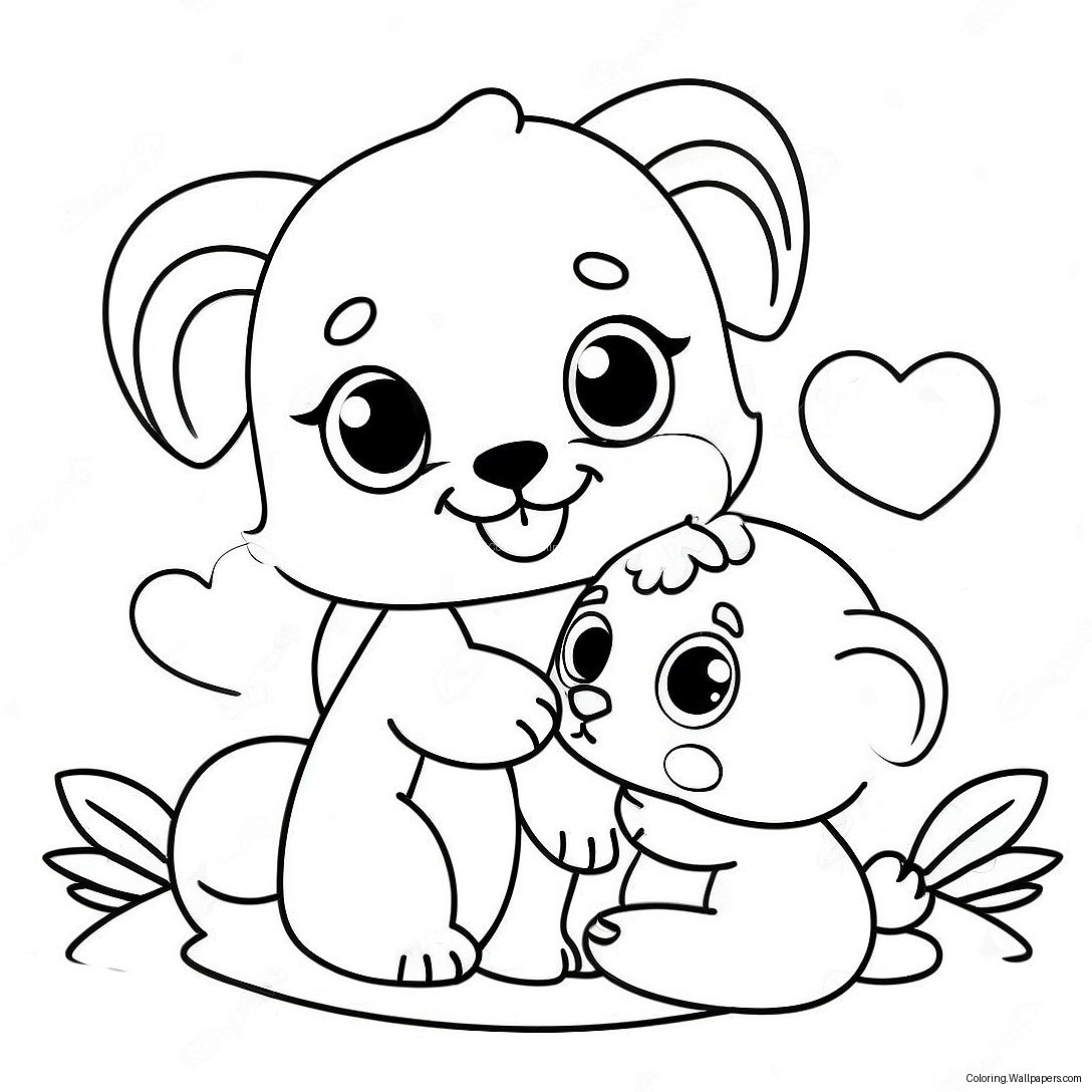 Cute Baby Animals I Love You Coloring Page 55345