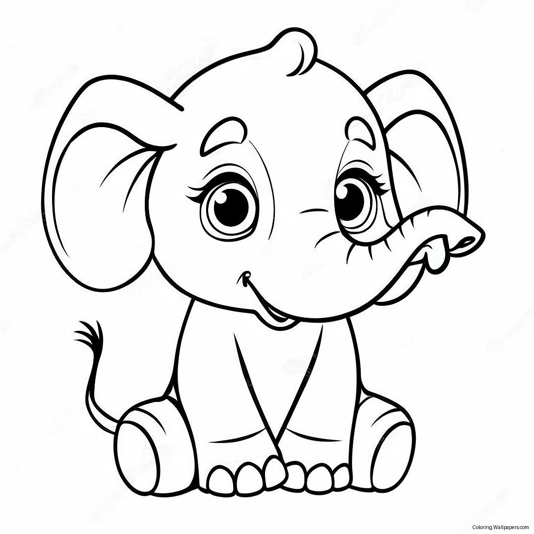 Cute Baby Elephant Coloring Page 49487