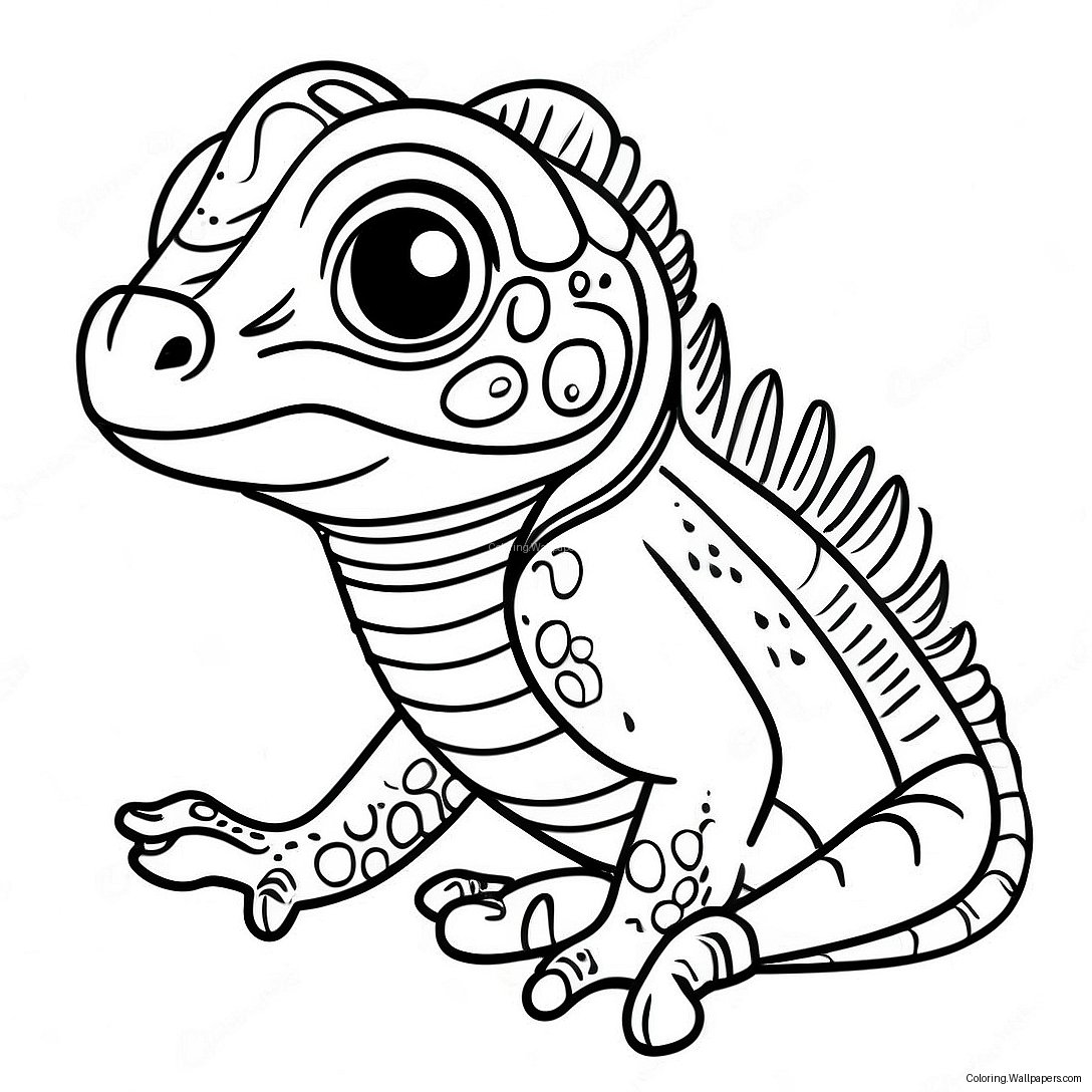 Página Para Colorear De Iguana Bebé Bonita 10645