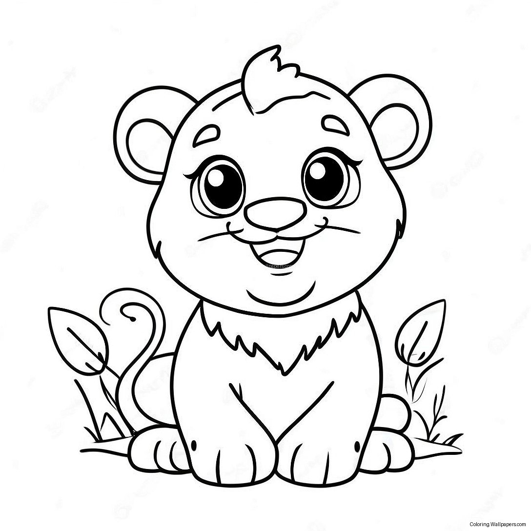 Cute Baby Lion With A Big Smile Coloring Page 16245