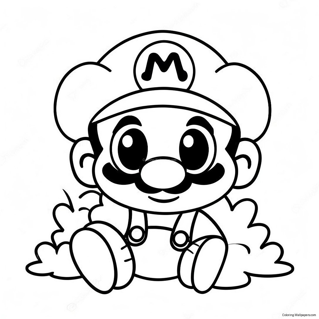 Pagina Da Colorare Del Carino Baby Mario Con Cappello 38333