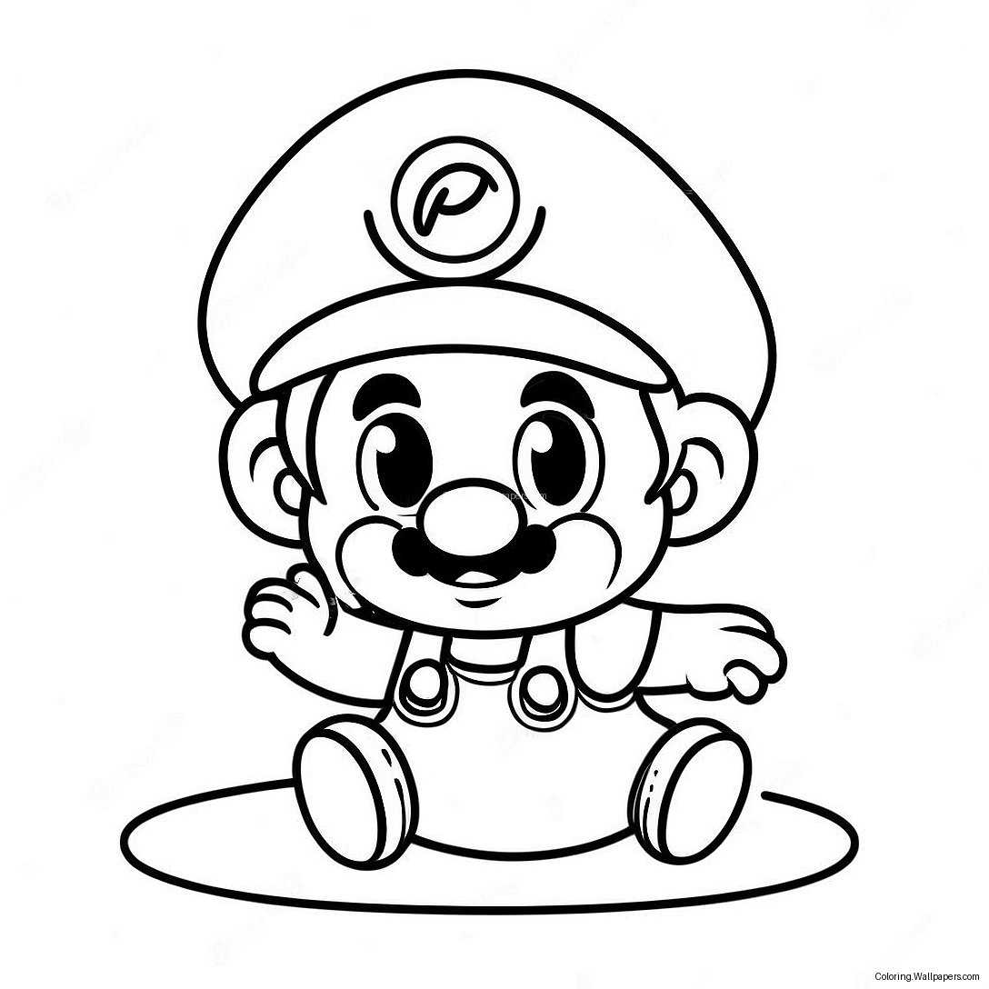 Pagina Da Colorare Del Carino Baby Mario Con Cappello 38334