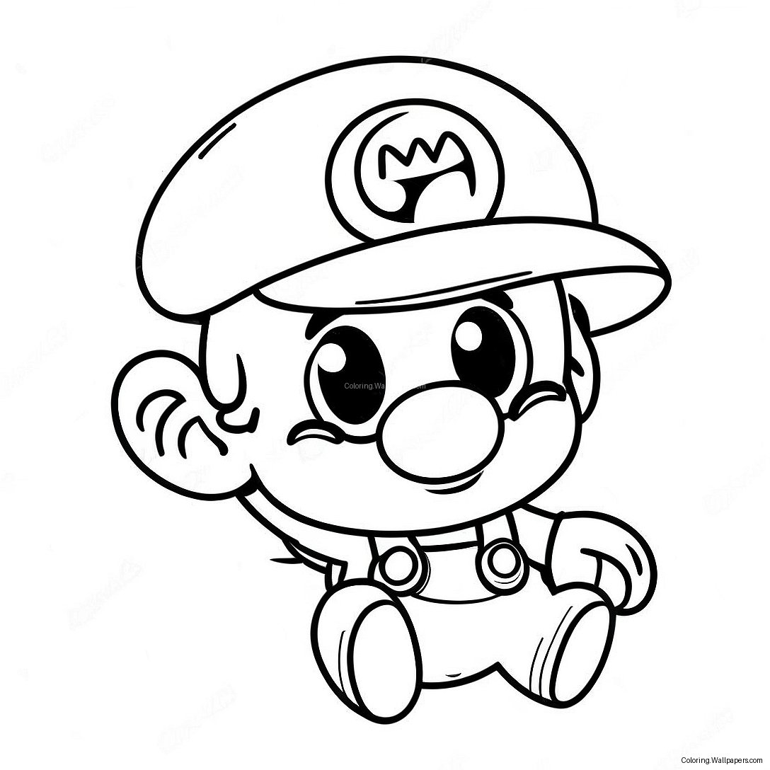 Pagina Da Colorare Del Carino Baby Mario Con Cappello 38335