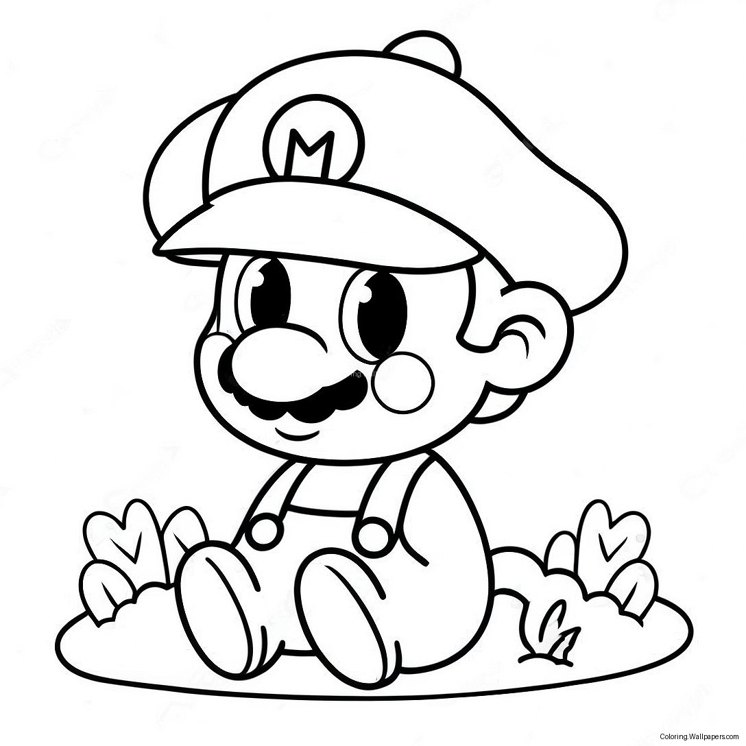 Pagina Da Colorare Del Carino Baby Mario Con Cappello 38336