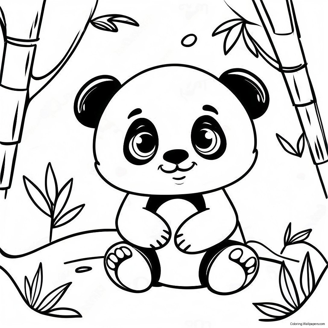 Page À Colorier D'un Mignon Bébé Panda Dans Une Forêt De Bambous 35853