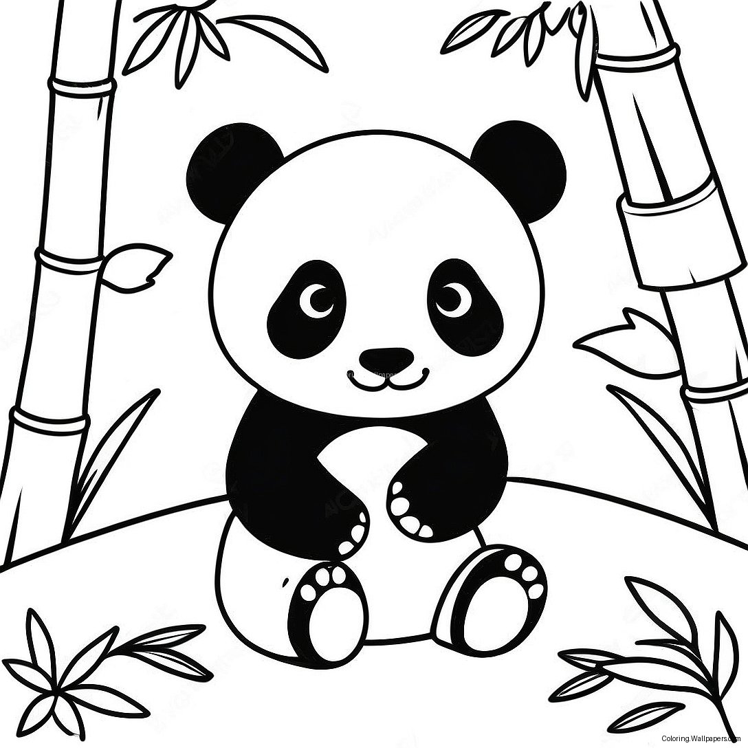 Cute Baby Panda In A Bamboo Forest Coloring Page 35856