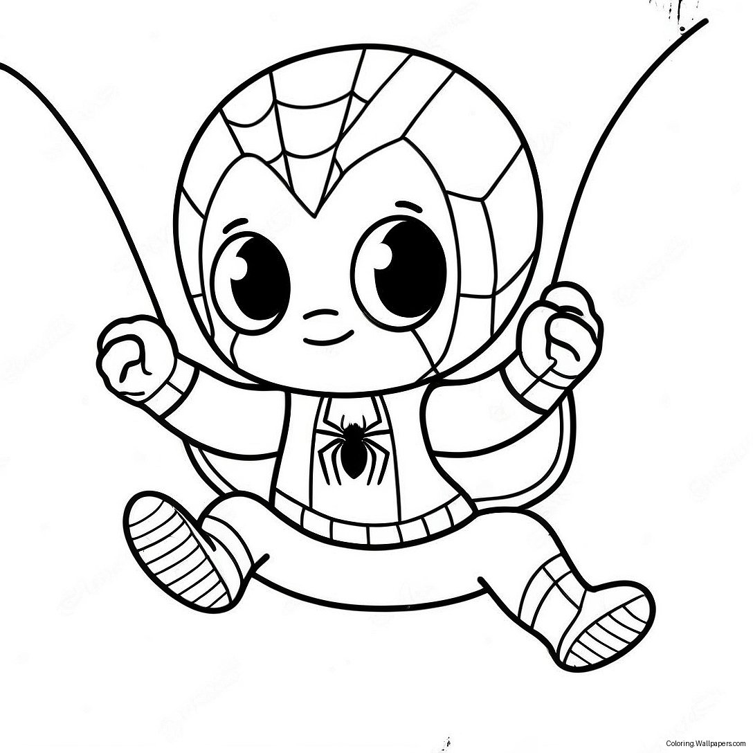 Página Para Colorear De Baby Spiderman Balanceándose 12850