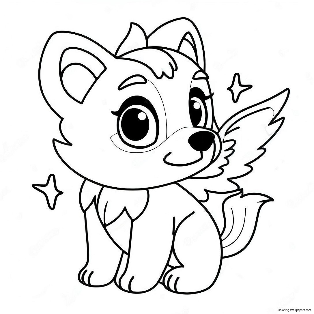 Cute Baby Wolf With Sparkling Wings Coloring Page 17771