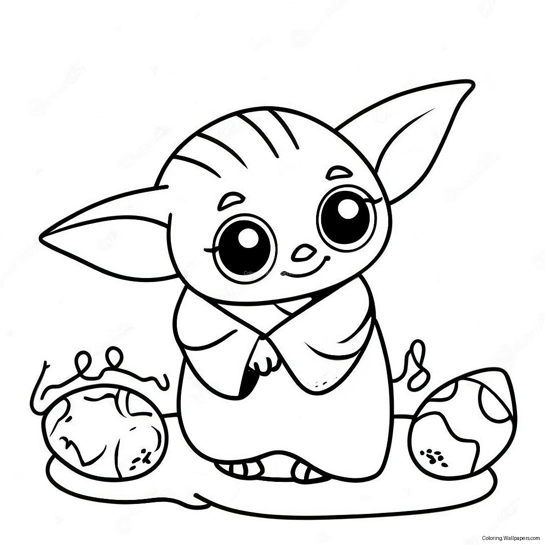 Cute Baby Yoda With Easter Eggs Coloring Page 56400