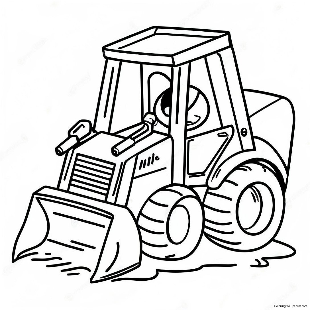 Cute Backhoe Digging Coloring Page 43623