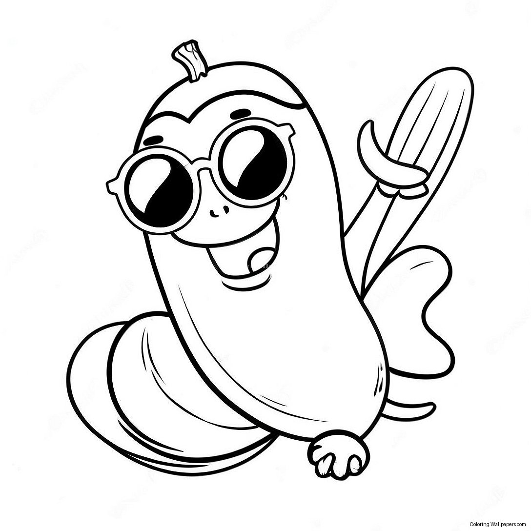 Cute Banana With Sunglasses Coloring Page 6374