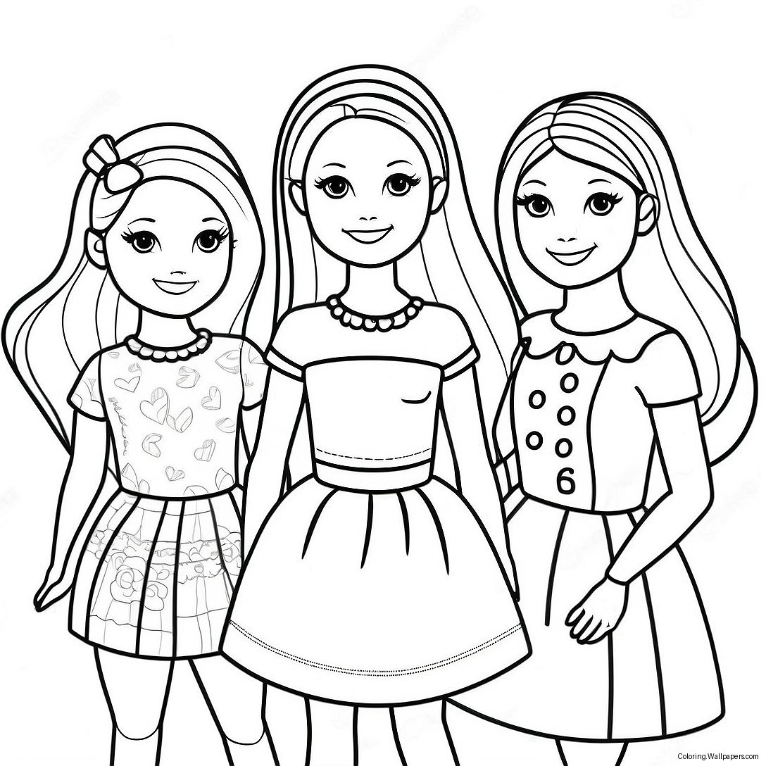 Cute Barbie Chelsea With Friends Coloring Page 11531