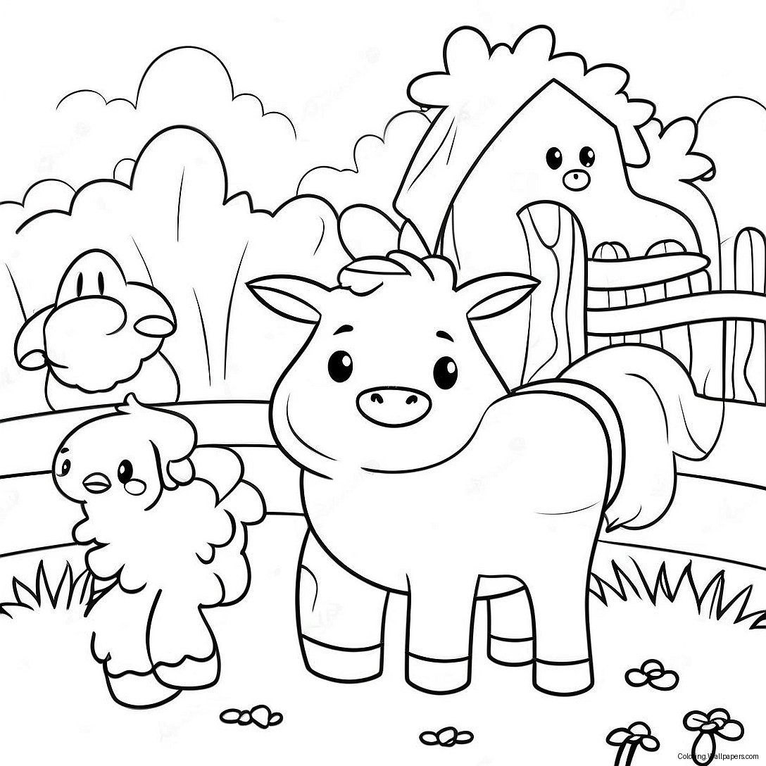 Cute Barnyard Animals Coloring Page 34903