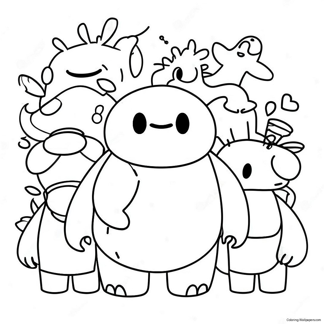 Cute Baymax With Friends Coloring Page 23278