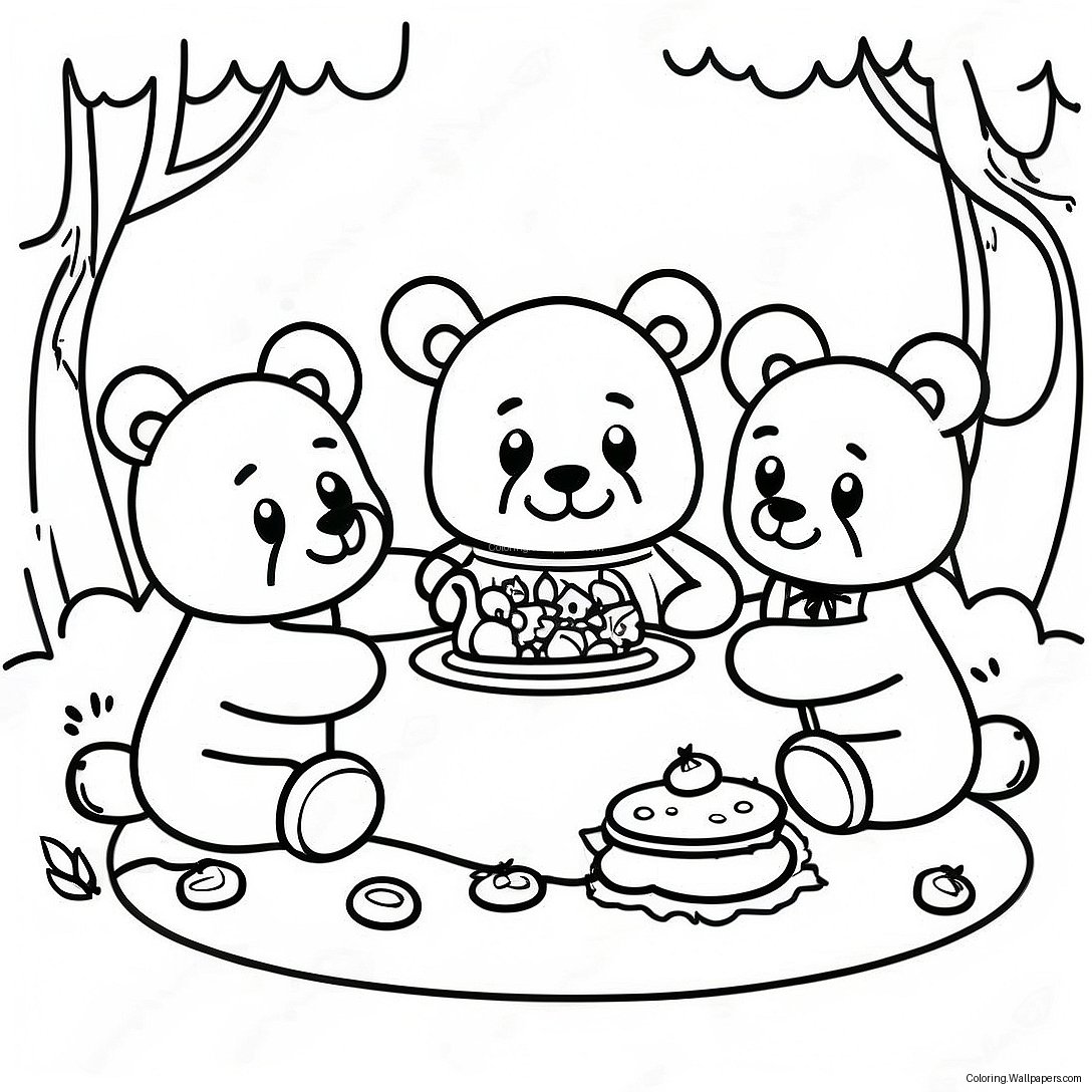 Cute Bear Family Picnic Coloring Page 38495