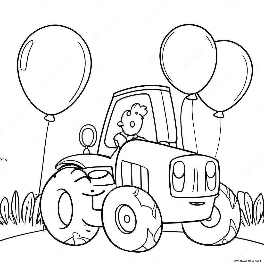 Schattige Verjaardag Tractor Met Ballonnen Kleurplaat 47780