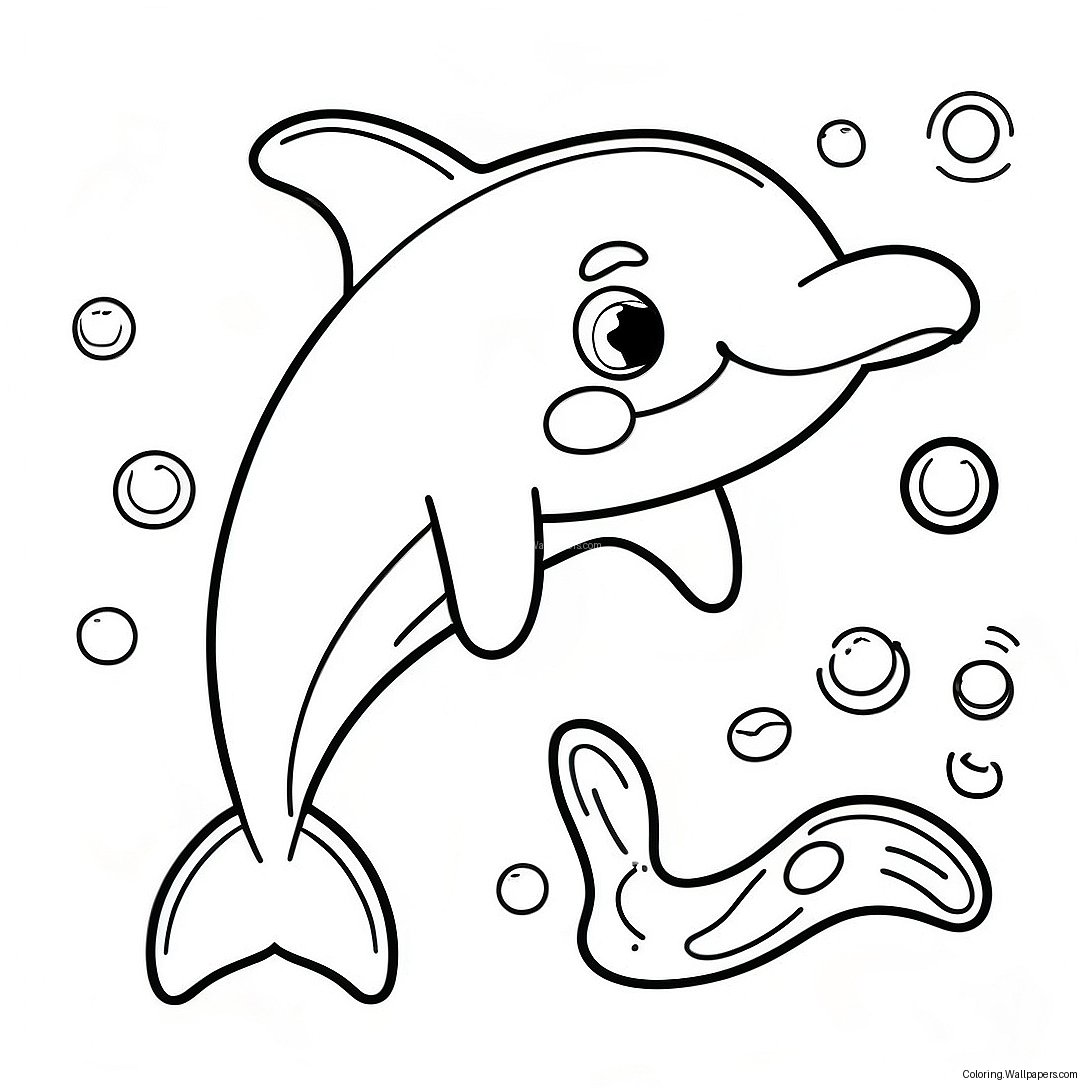 Cute Blue Dolphin Coloring Page 2375