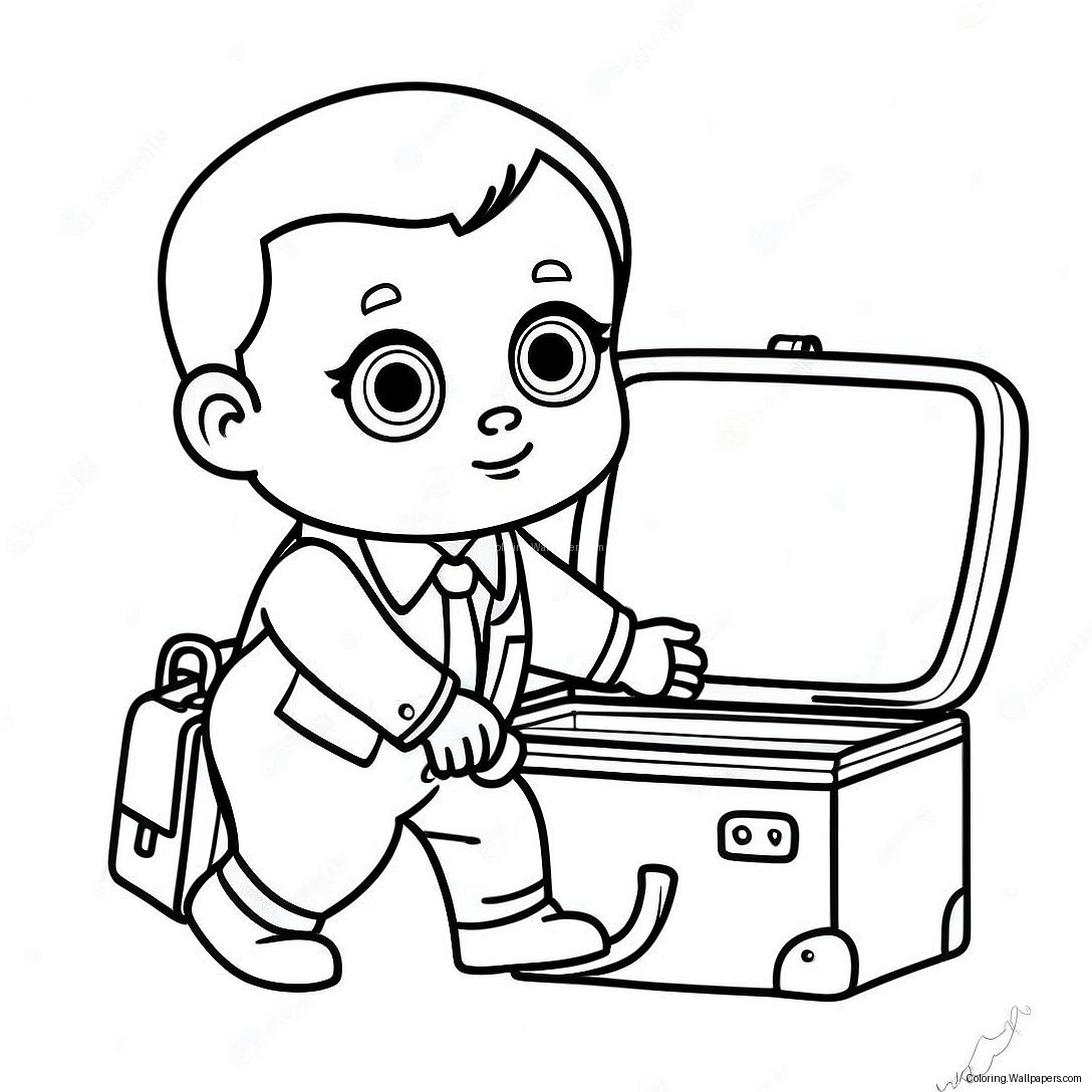 Cute Boss Baby With Briefcase Coloring Page 4077