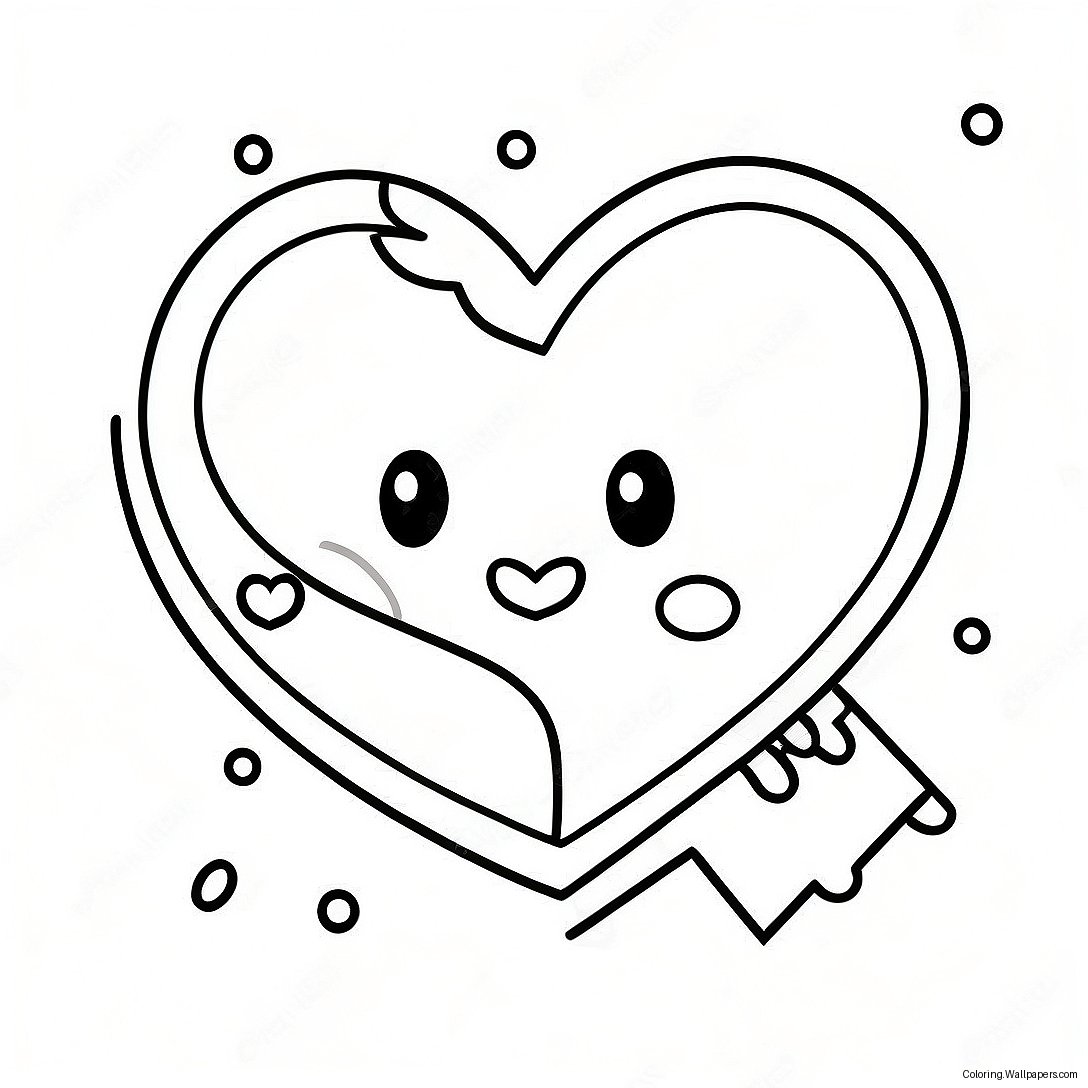 Cute Broken Heart With Band-Aid Coloring Page 8079