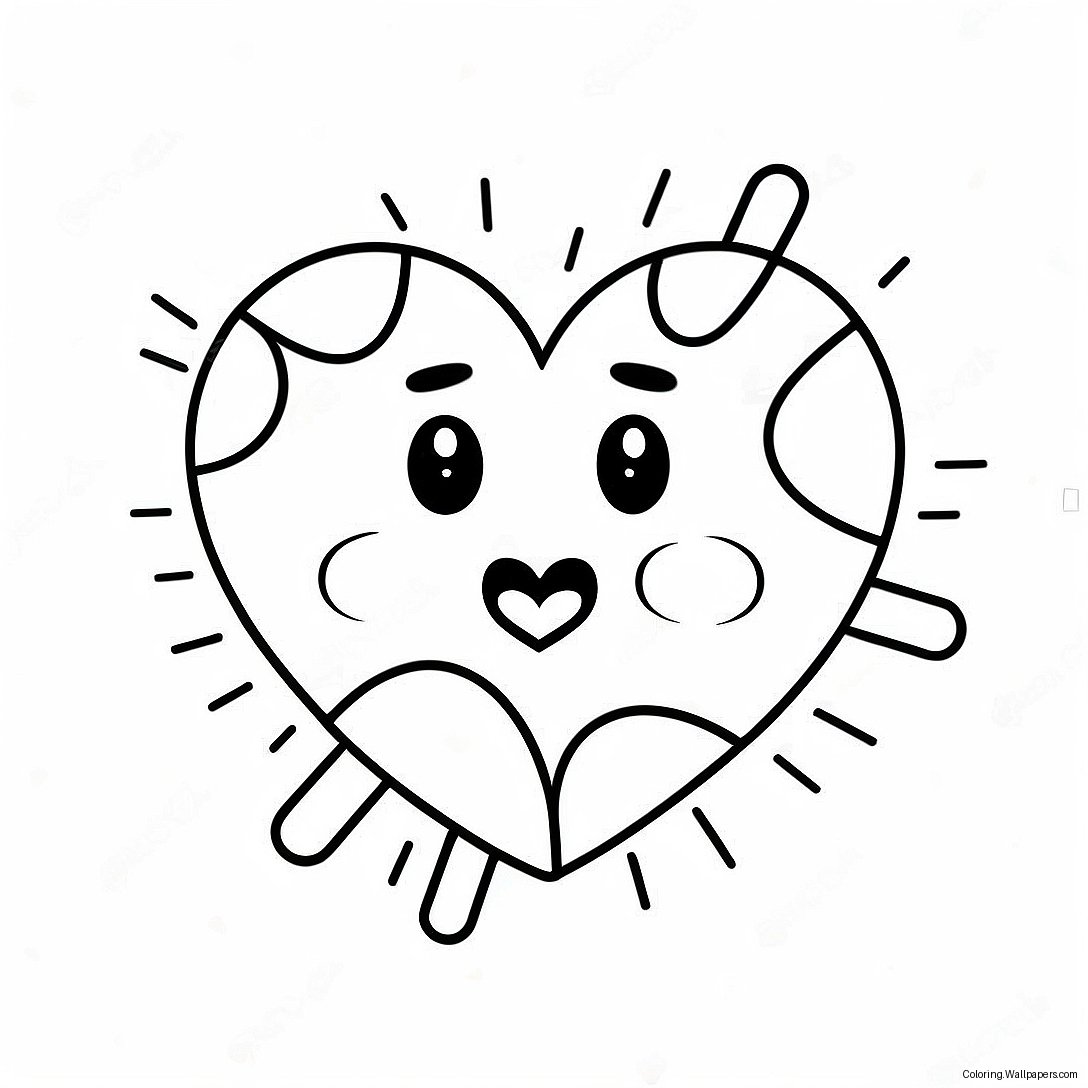 Cute Broken Heart With Band-Aid Coloring Page 8080