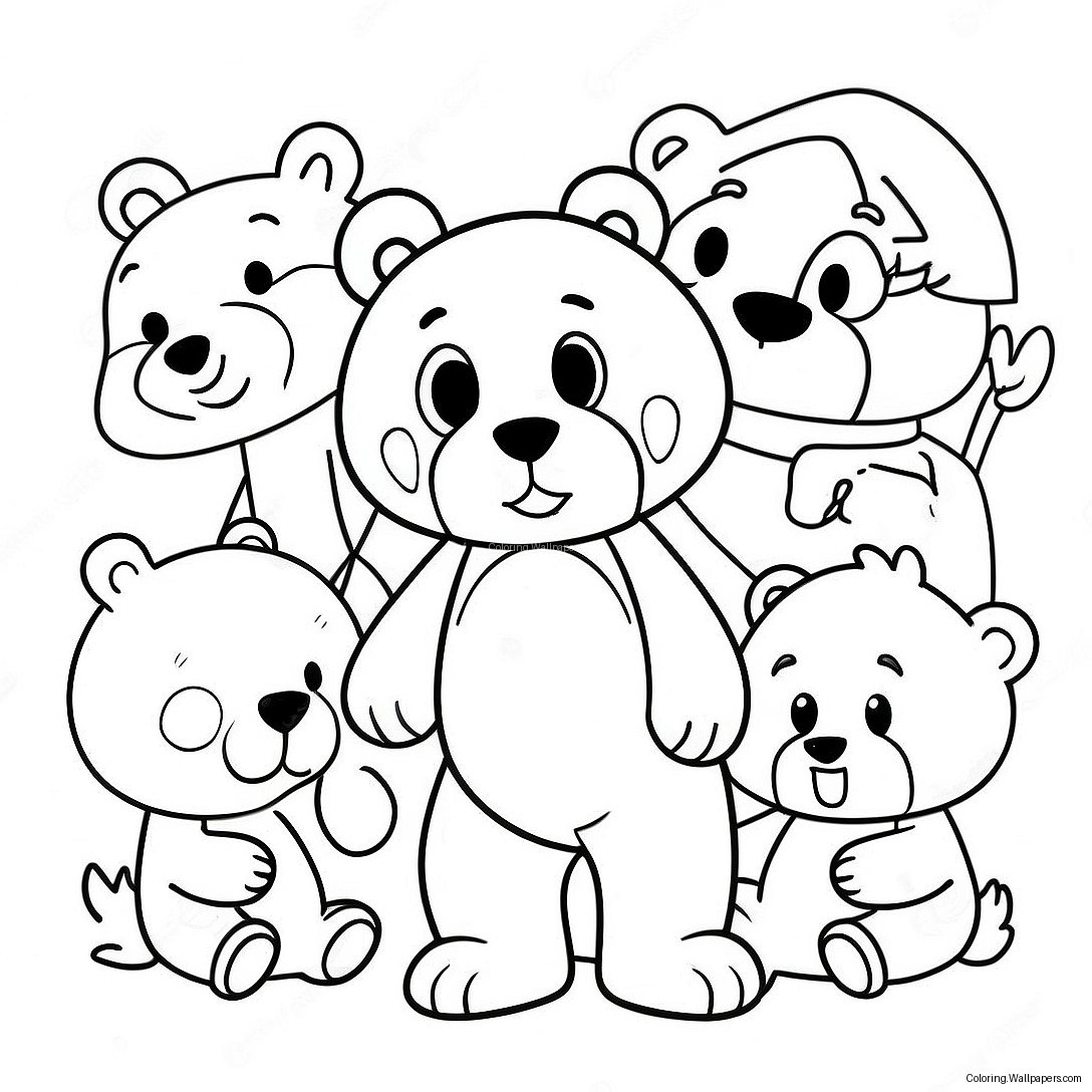 Cute Brown Bear And Friends Coloring Page 46317