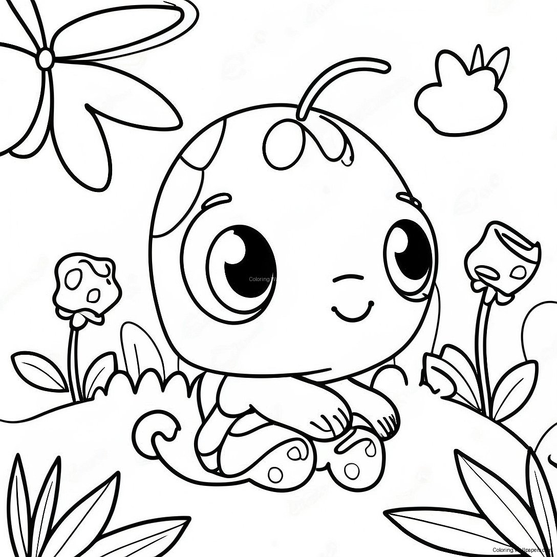 Cute Buggy Huggy In The Garden Coloring Page 18984