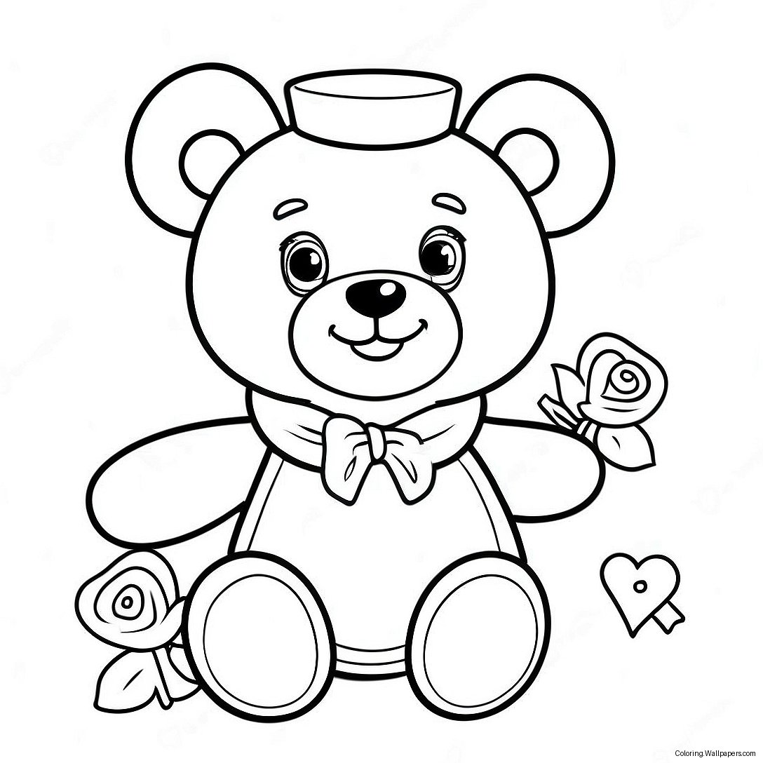 Página Para Colorir De Um Adorável Urso De Pelúcia Com Acessórios 30245