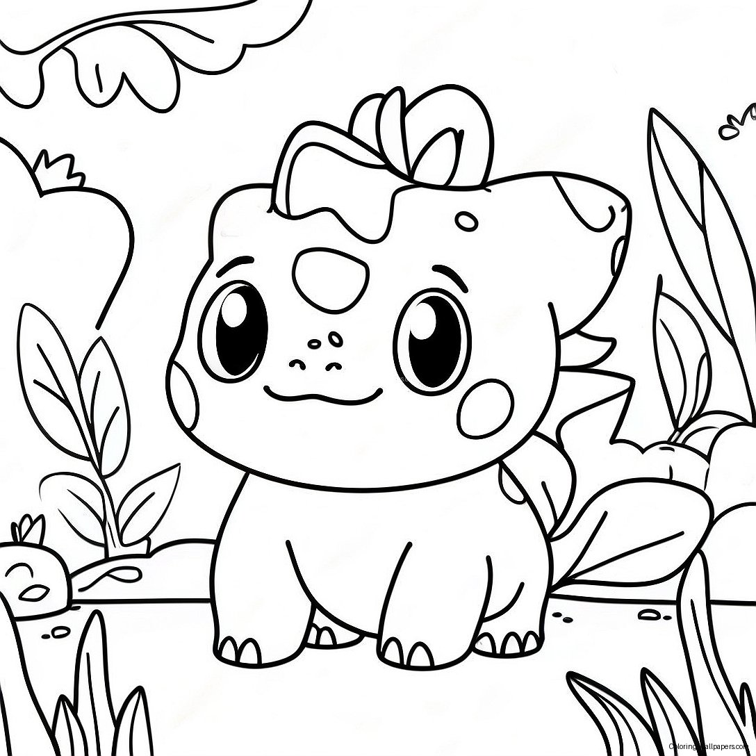 Cute Bulbasaur In A Garden Coloring Page 3446