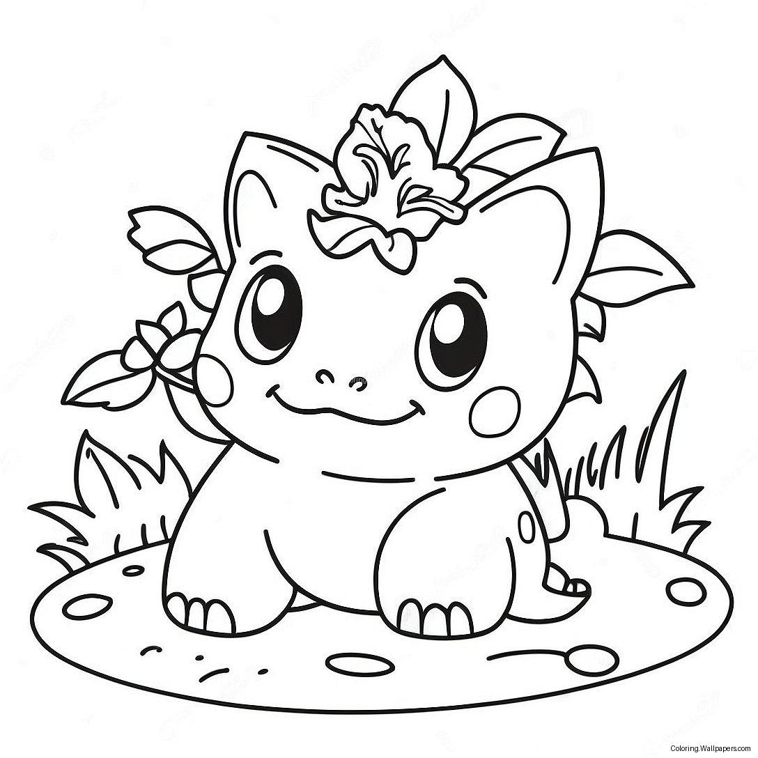 Cute Bulbasaur In A Garden Coloring Page 3448